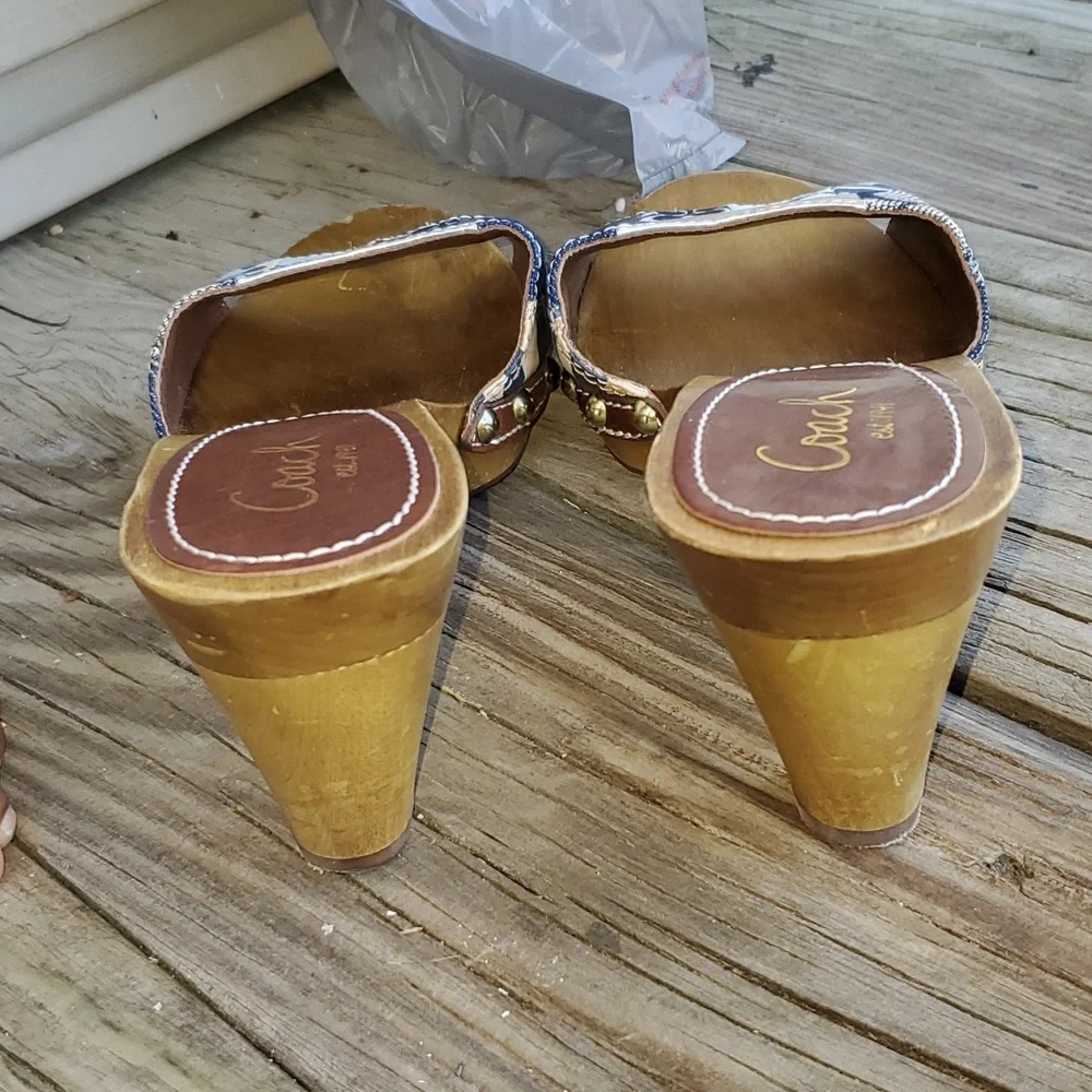 Coach Allissa Wooden Denim Patchwork Kitten Heel Size 7 - Picture 10 of 12